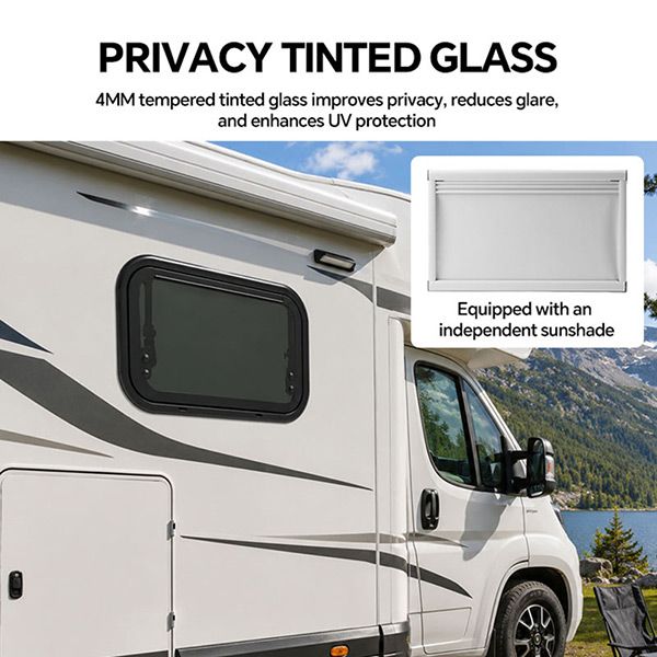 Fenêtre à projection en verre trempé pour camping-car avec store plissé - 70A59N