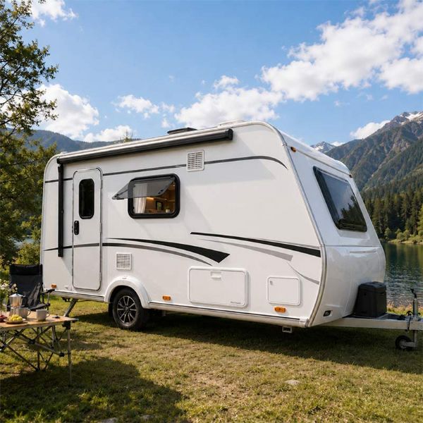 Fenêtre à projection en verre trempé pour camping-car avec store plissé - 70A59N
