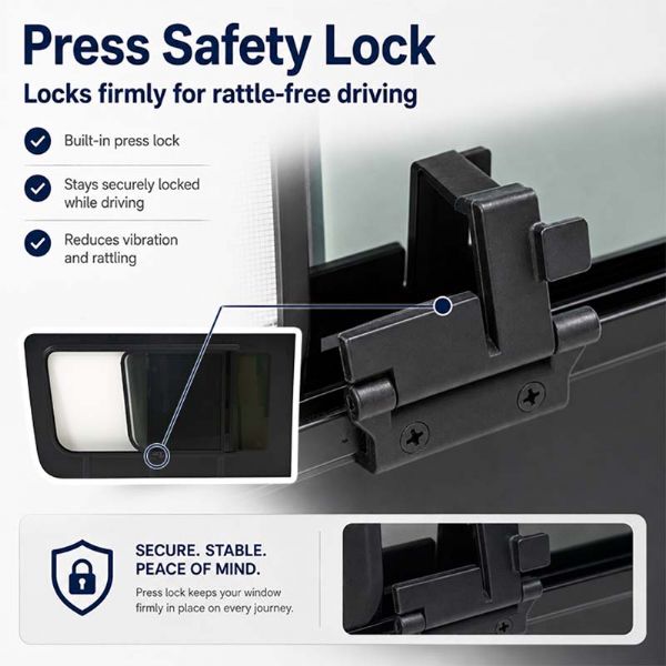 Fenêtre Coulissante pour Porte de Van Aménagé Sprinter en Gros avec Verre Trempé, Moustiquaire et Joint EPDM - 71C62A